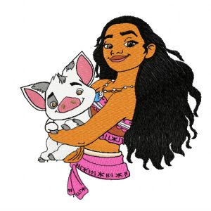Moana and Pua 4 embroidery design