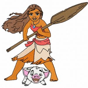 Moana and Pua embroidery design