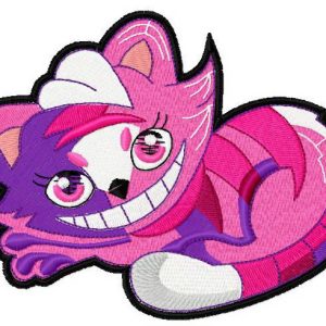 Modern Cheshire cat embroidery design