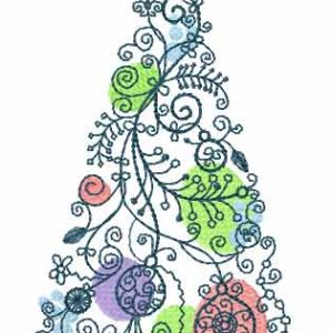 Christmas modern tree embroidery design