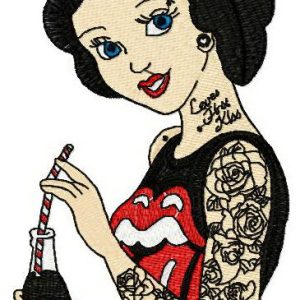 Modern Snow White embroidery design