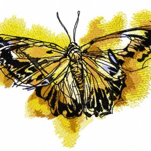 Monarch butterfly sketch embroidery design