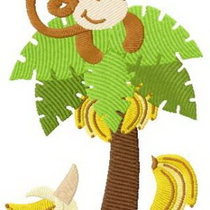 Monkey loves bananas  embroidery design