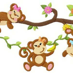Monkey's picnic embroidery design