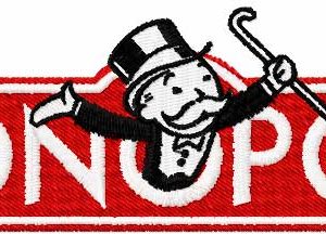 Monopoly game logo embroidery design