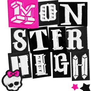 Monster High wordmark logo embroidery design