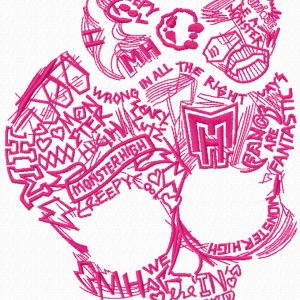 Monster High sketch logo embroidery design