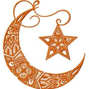 Moon and star embroidery design