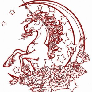 Moonlight unicorn 2 embroidery design