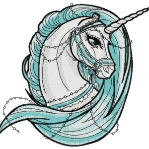 Moonlight unicorn embroidery design