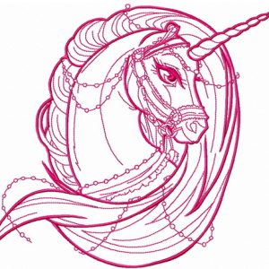 Moonlight unicorn one color embroidery design
