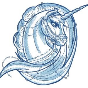 Moonlight unicorn sketch embroidery design
