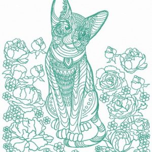 Mosaic cat 7 embroidery design