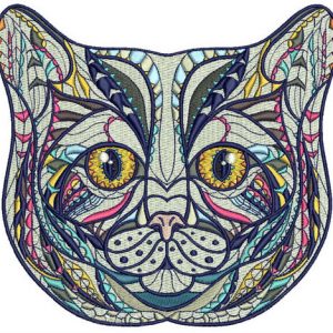 Mosaic cat embroidery design