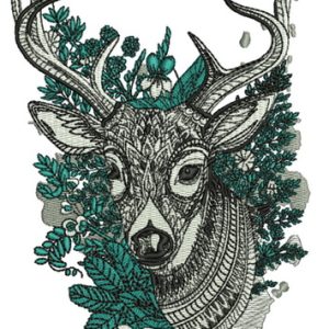 Mosaic deer embroidery design