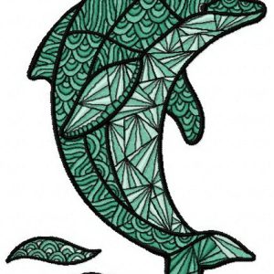 Mosaic dolphin embroidery design