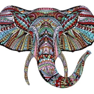 Mosaic elephant embroidery design