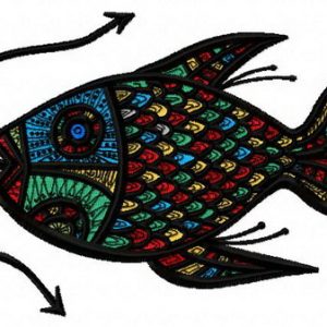 Mosaic fish embroidery design
