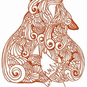 Mosaic foxes embroidery design