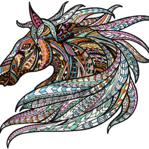 Mosaic horse embroidery design
