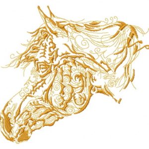 Mosaic horse sketch embroidery design
