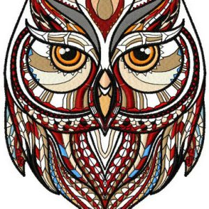 Mosaic owl embroidery design