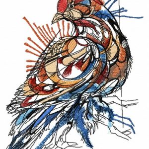Mosaic pigeon embroidery design