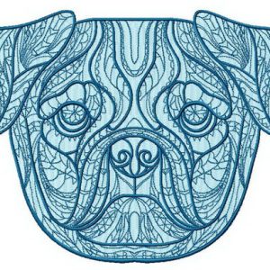 Mosaic pug-dog embroidery design