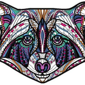 Mosaic raccoon embroidery design