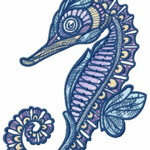 Mosaic sea horse embroidery design