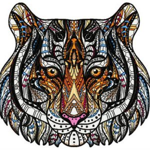 Mosaic tiger embroidery design