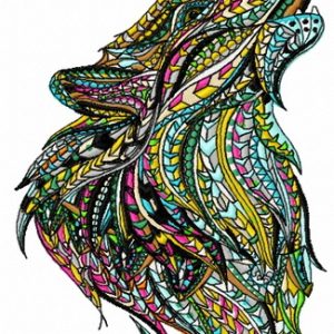 Mosaic wolf 4 embroidery design