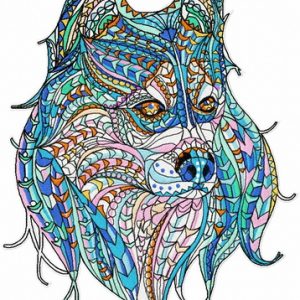 Mosaic wolf 6 embroidery design