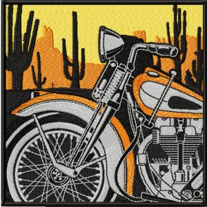 Retro Vintage Moto Racing label embroidery design