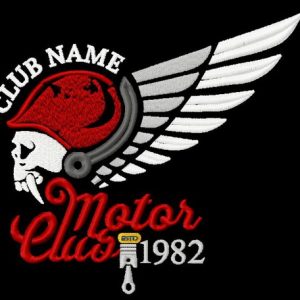 Motor club embroidery design