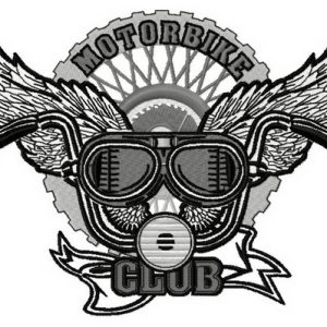 Motorbike club embroidery design
