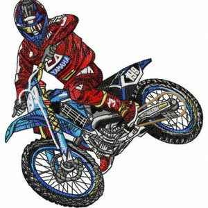 Motorcycle racer embroidery design