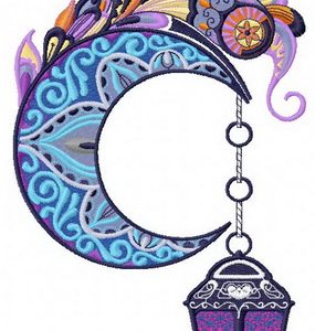 Mottled moon embroidery design