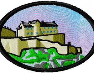 Mountain landscape embroidery design