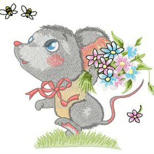 Mouse and bees embroidery design