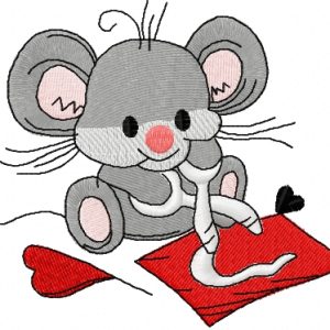 Mouse cuts heart embroidery design