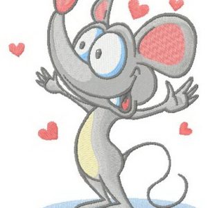 Mouse in love embroidery design