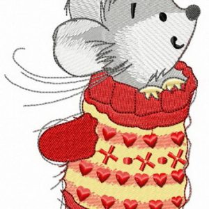 Mouse in mitten embroidery design