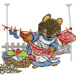 Mouse laundry embroidery design