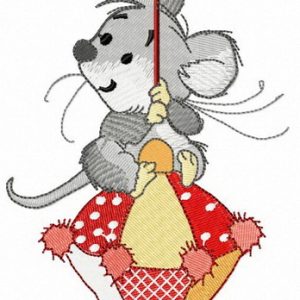 Mouse on Christmas toy embroidery design