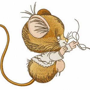 Mouse plays with thread embroidery design