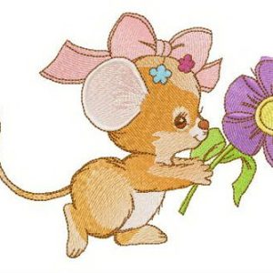 Mouse rushing to party embroidery design