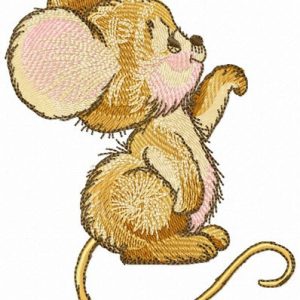 Mouse waving paw embroidery design
