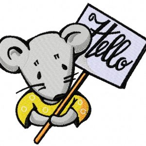 Mouse with nameplate 2 embroidery design