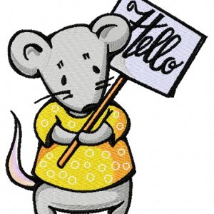 Mouse with nameplate embroidery design